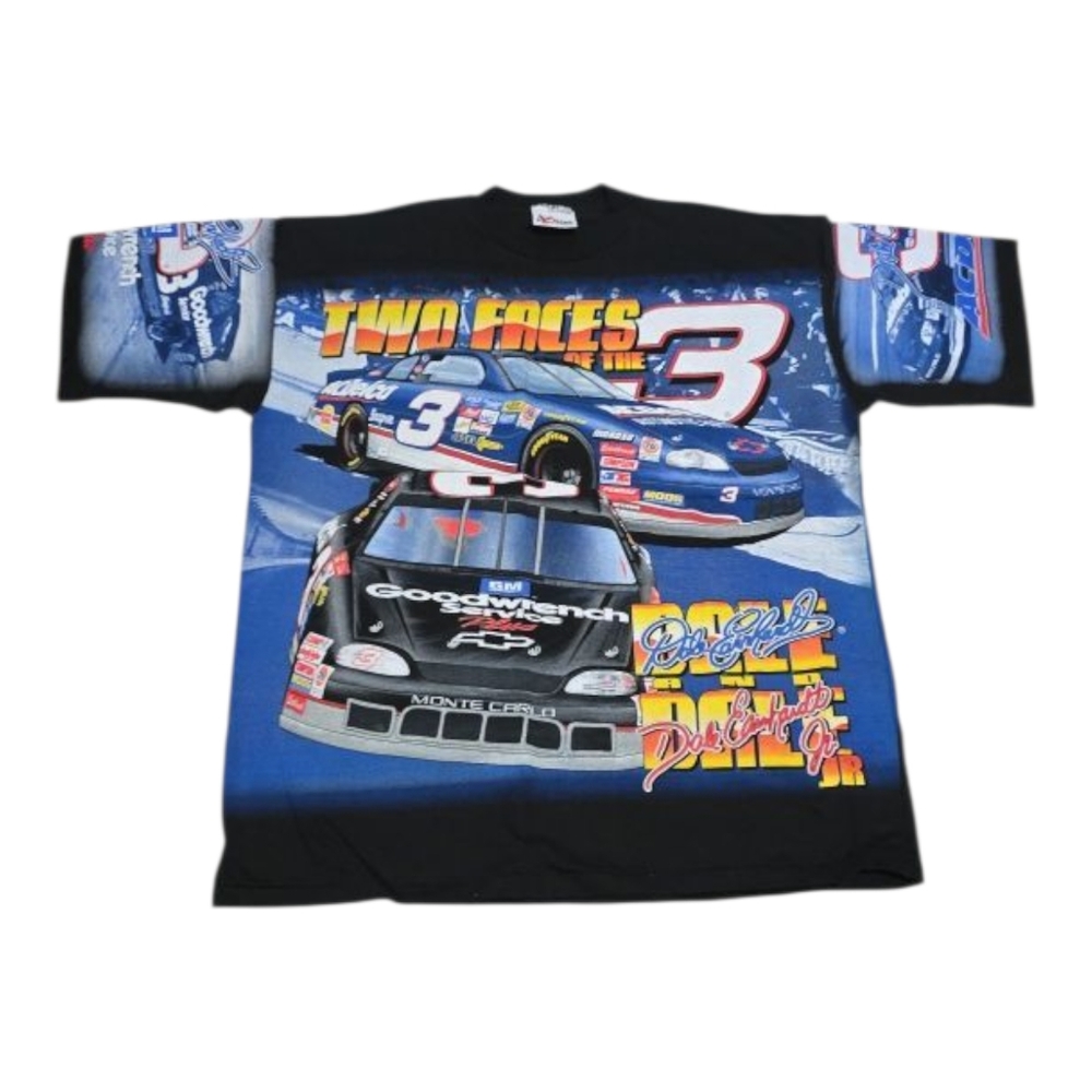NWOT Vintage 90s Dale Earnhardt Sr & Jr NASCAR T-Shirt XL Chase Authentics AOP